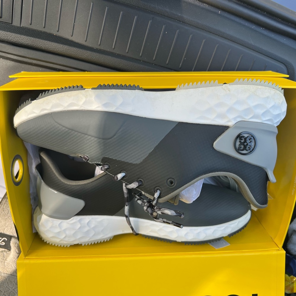 Gray and White Athletic Shoes